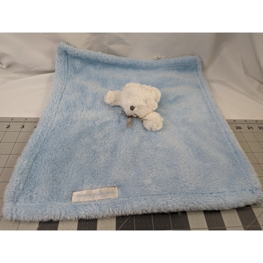 Blankets and Beyond White Bear Lovey Blue Security Blanket Plush Stuffed Animal